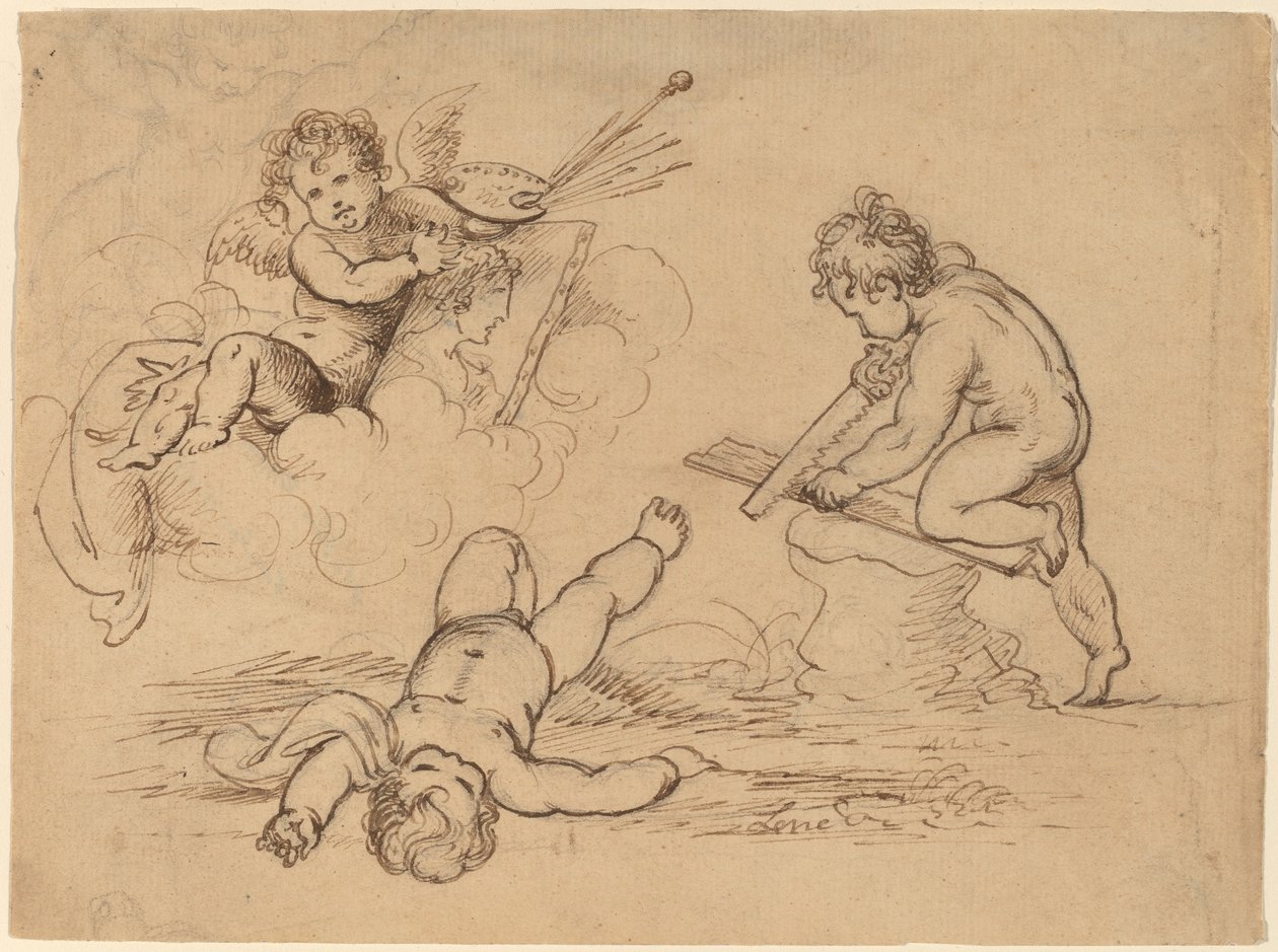 Alegoria: Cztery Putti autorstwa Mather Brown
