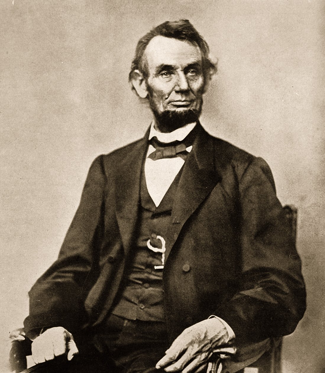 Portret Abrahama Lincolna, 1861-65 (zdjęcie w sepii) autorstwa Mathew B. Brady