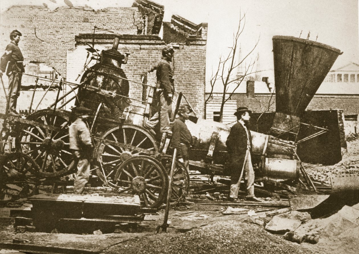 Ruiny w Richmond, Wirginia, 1865 autorstwa Mathew B. Brady