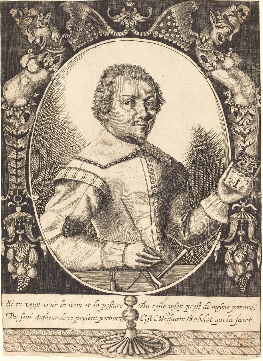 Autoportret, ok. 1630 (grafika na papierze czerpanym) autorstwa Mathurin Robelot