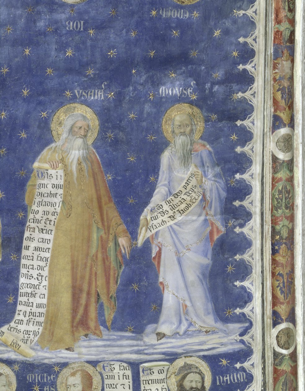 Fresk Prorocy w Sali Wielkiej Audiencji (Salle de la Grande Audience), detal przedstawiający proroków Mojżesza i Izajasza, ok. 1344-5 autorstwa Matteo Giovanetti