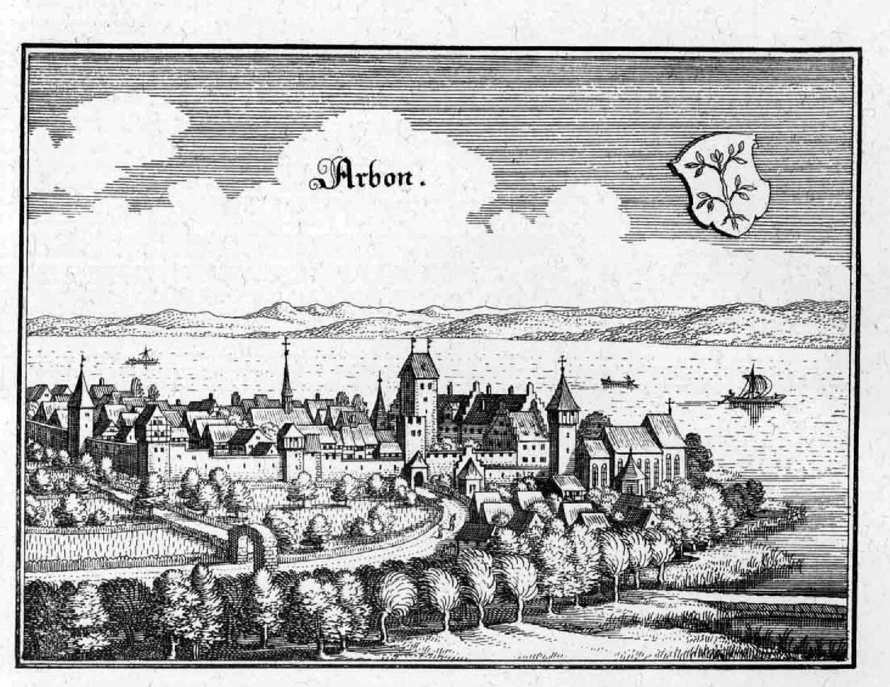 Arbon - fragment Topographia Sueviae (Schwaben) autorstwa Matthaus Merian