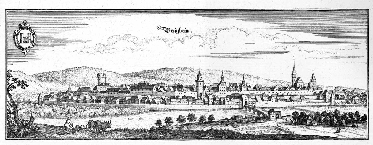 Besigheim - fragment Topographia Sueviae (Schwaben) autorstwa Matthaus Merian