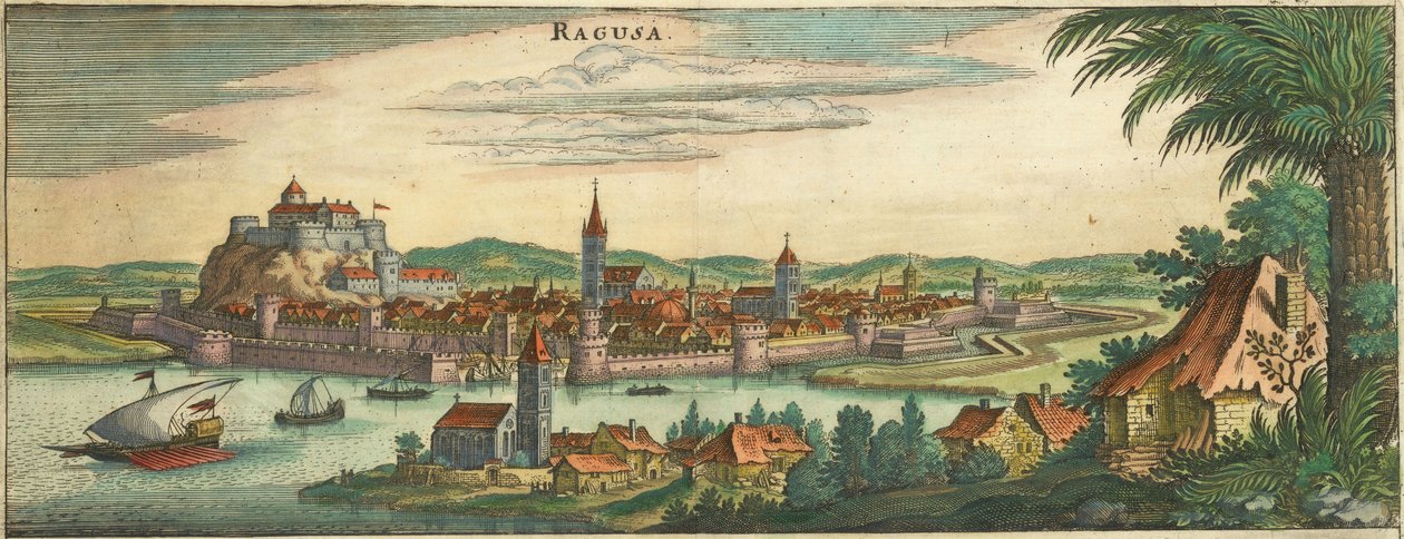 Dubrownik - Ragusa, Negroponte (przycięte) autorstwa Matthaus Merian
