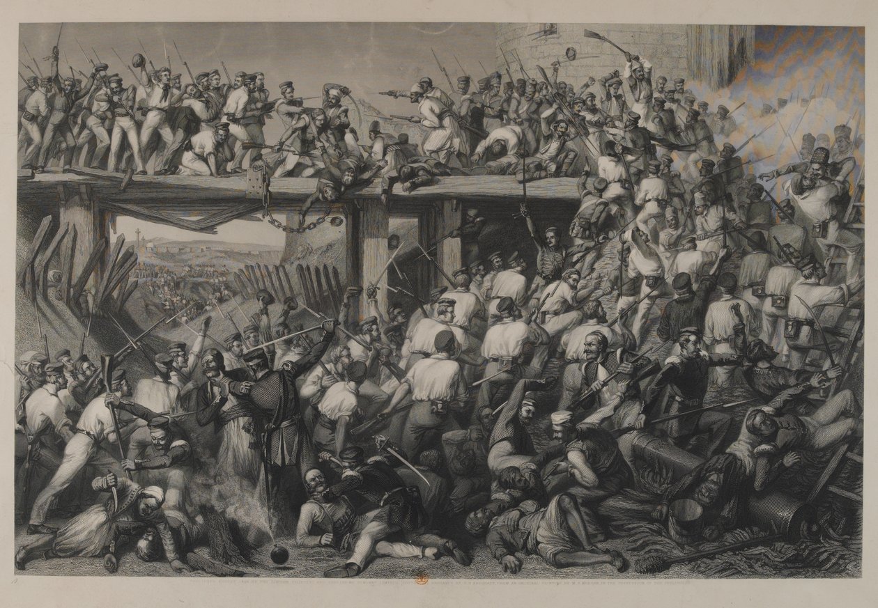 Szturm na Delhi, rytował T.H. Sherratt, opublikowane przez London Printing and Publishing Company, sierpień 1859 r. autorstwa Matthew Somerville Morgan
