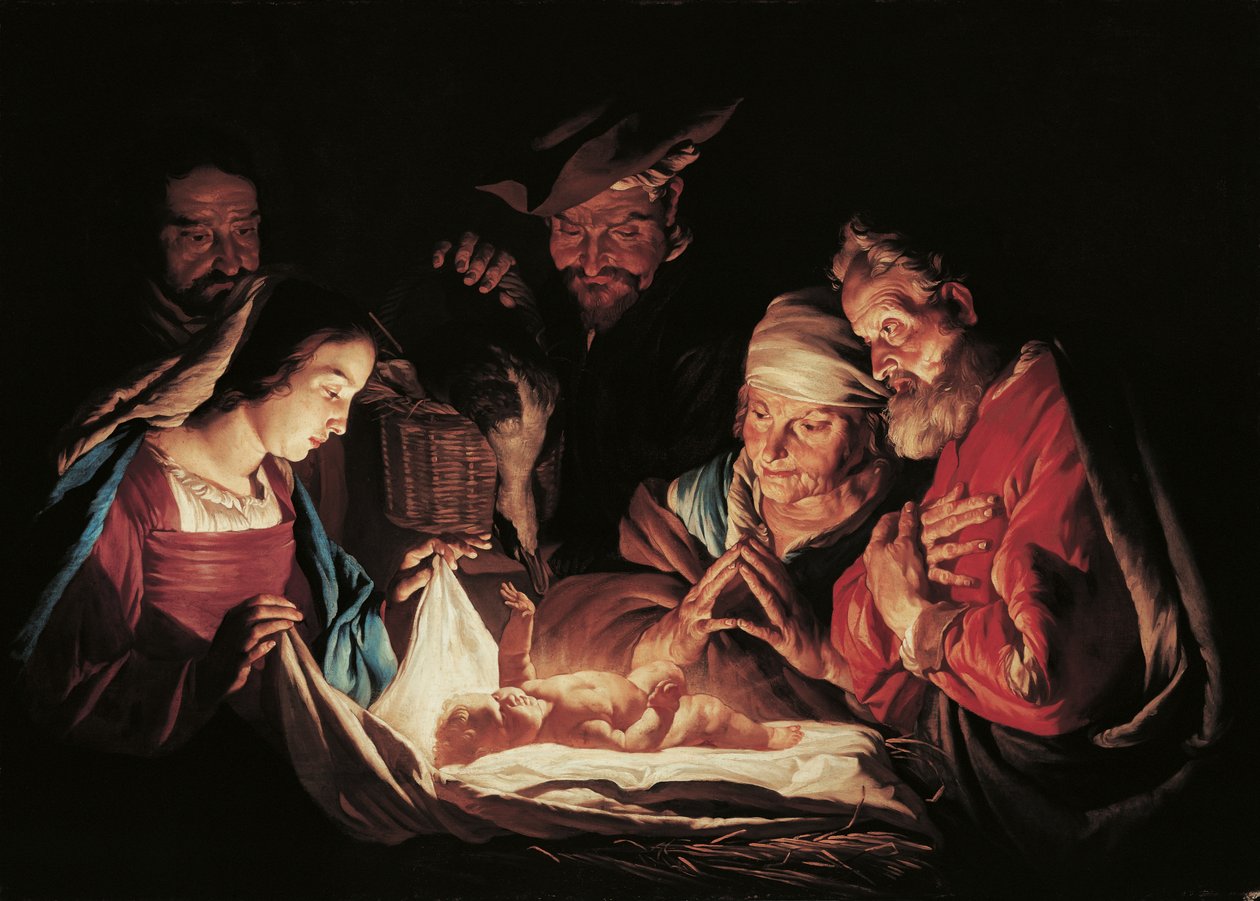 Adoracja pasterzy autorstwa Matthias Stom