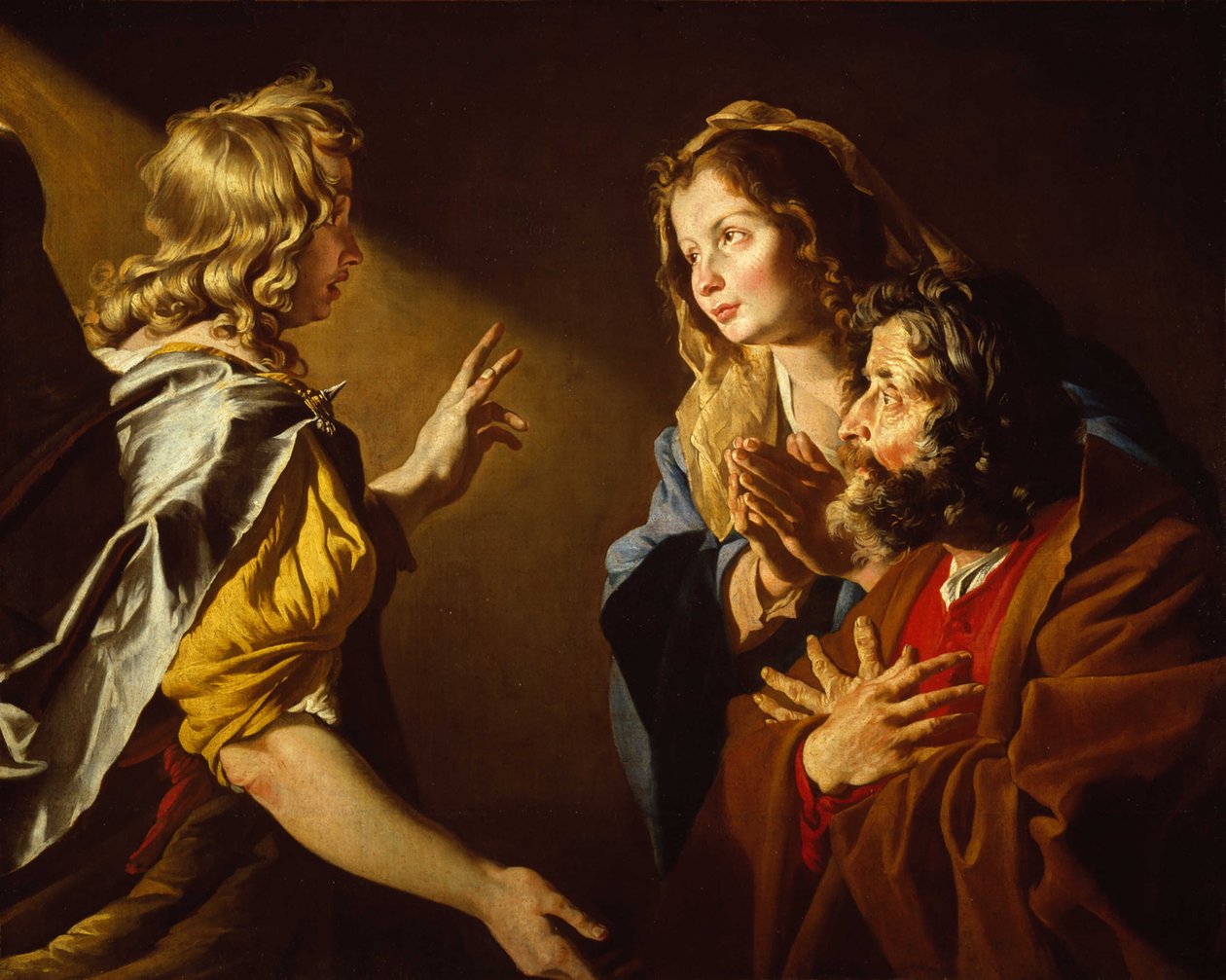 Ogłoszenie o narodzinach Samsona, ok. godz. 1630-1631. autorstwa Matthias Stomer