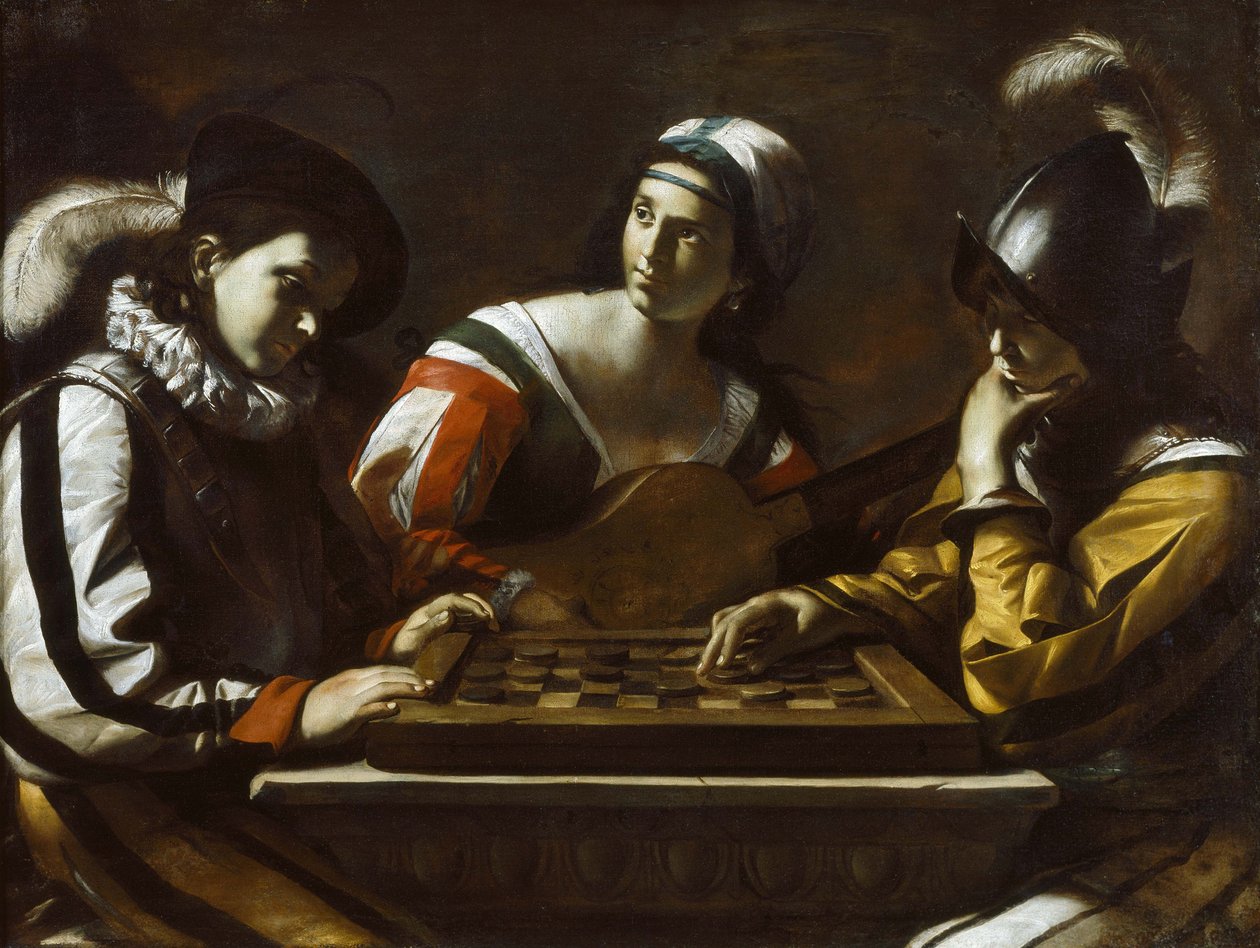Gra w warcaby, 1630 autorstwa Mattia Preti