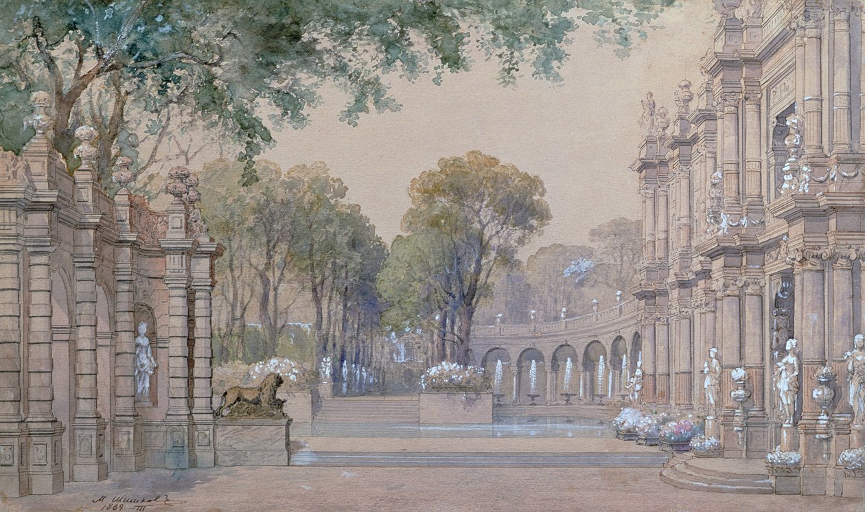Szkic do baletu Czajkowskiego „Śpiąca królewna”, 1889 autorstwa Matvey Andreyevich Shishkov
