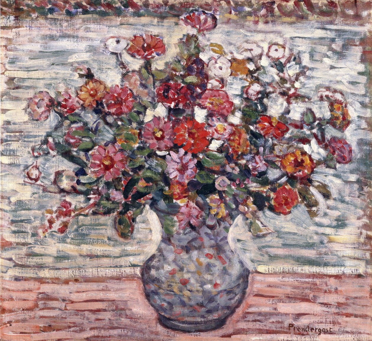 Kwiaty w wazonie (cynie) autorstwa Maurice Brazil Prendergast