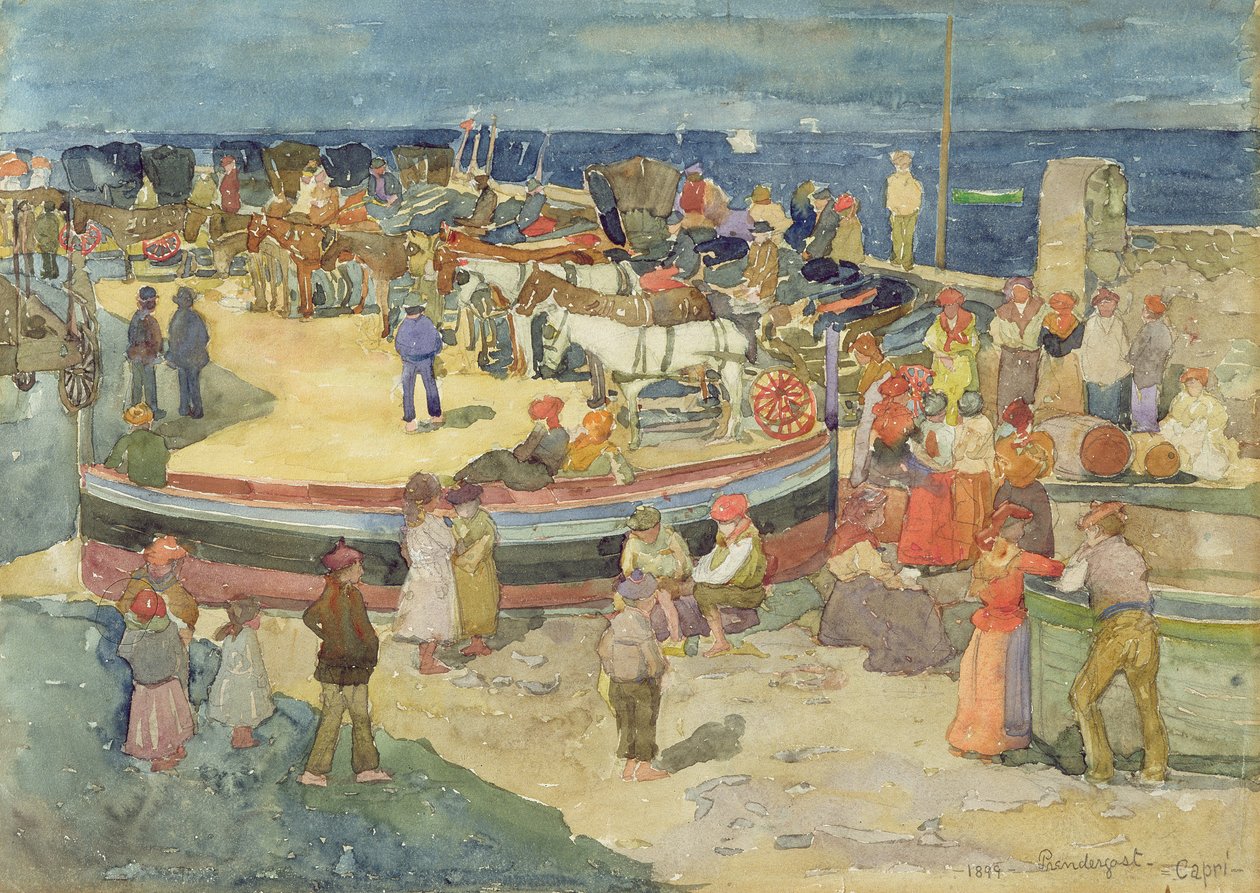 Grande Marina, Capri, 1899 (wc na papierze) autorstwa Maurice Brazil Prendergast