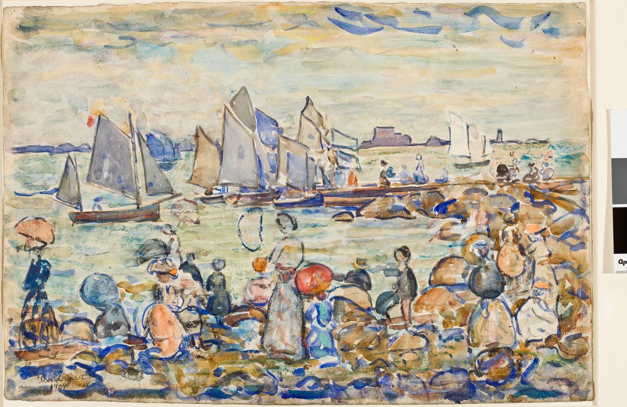 Le Port, St. Malo, Bretania, 1909 autorstwa Maurice Brazil Prendergast