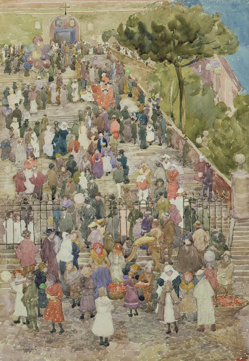 Schody Santa Maria Aracoeli, Rzym, ok. 1898-99 (wc na papierze) autorstwa Maurice Brazil Prendergast