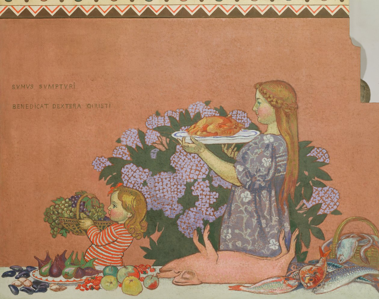 Gracja, prawy panel z dekoracji domu artysty w Perros-Guirac, 1908 autorstwa Maurice Denis