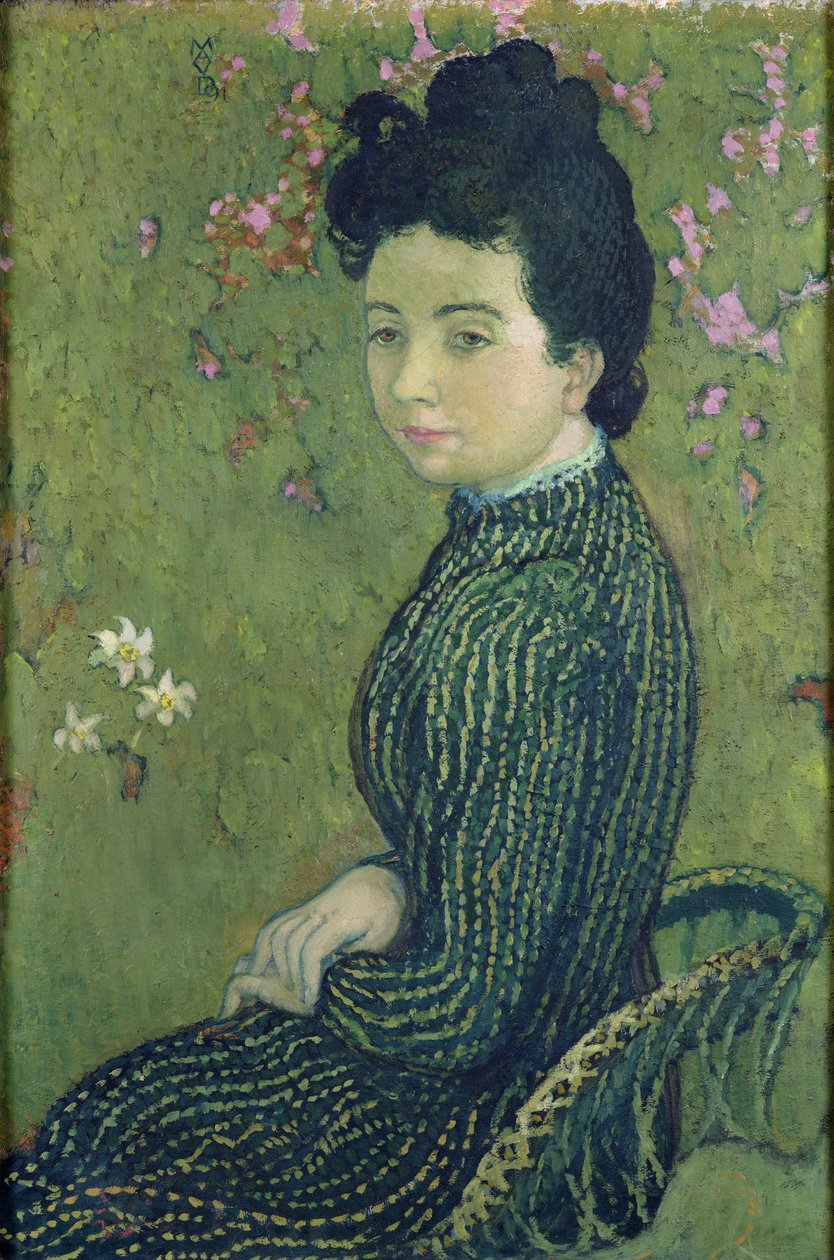Portret Evy Meurier w zielonej sukni, 1891 autorstwa Maurice Denis
