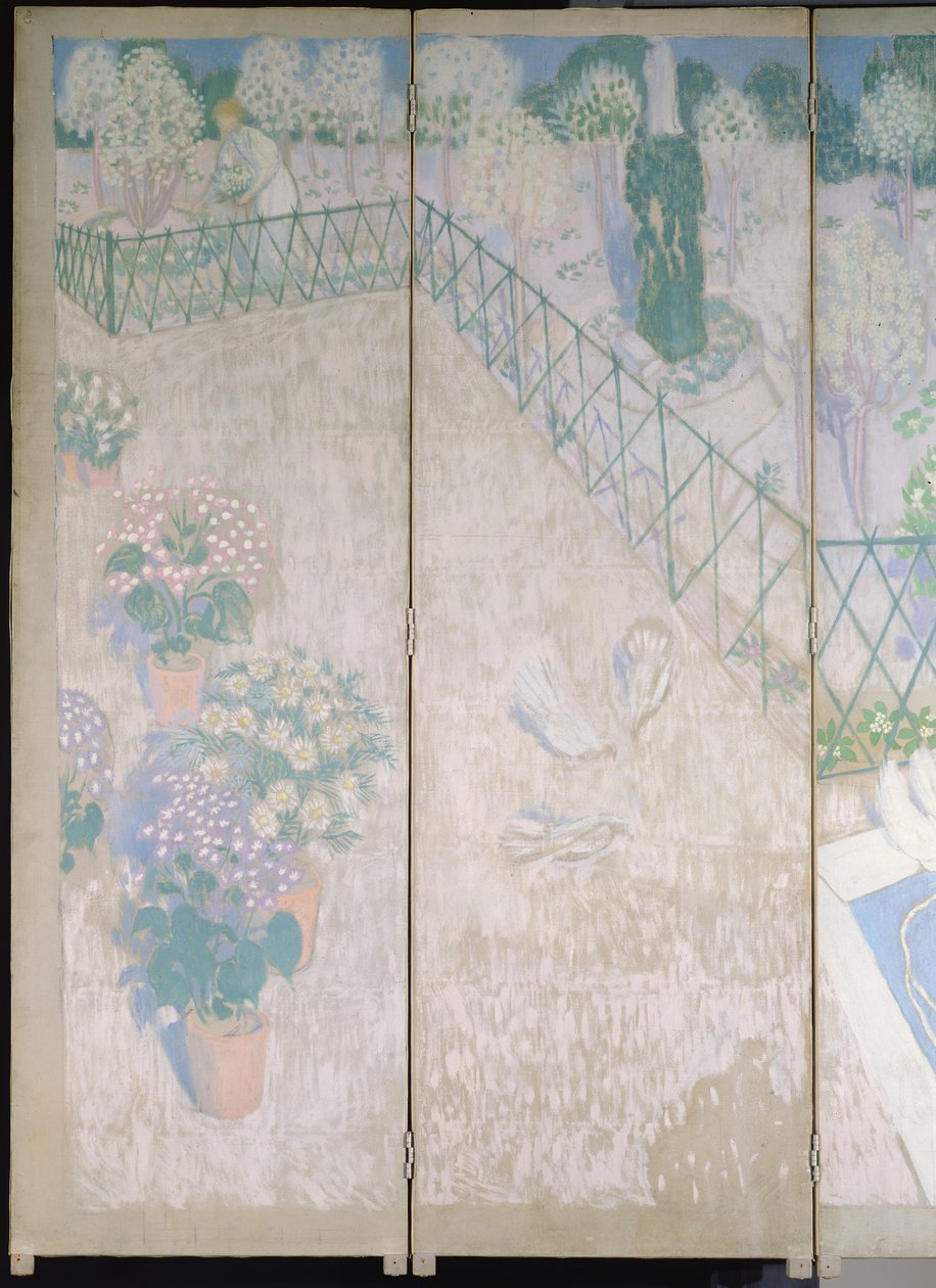 Parawan z gołębiami, detal lewych paneli, ok.1896 olej na płótnie autorstwa Maurice Denis