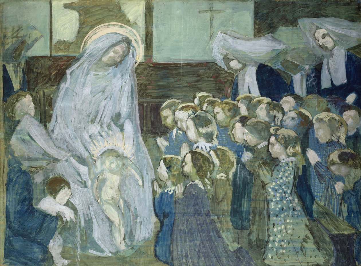 Szkic Matki Boskiej w szkole, 1903 (olej i węgiel na papierze) autorstwa Maurice Denis