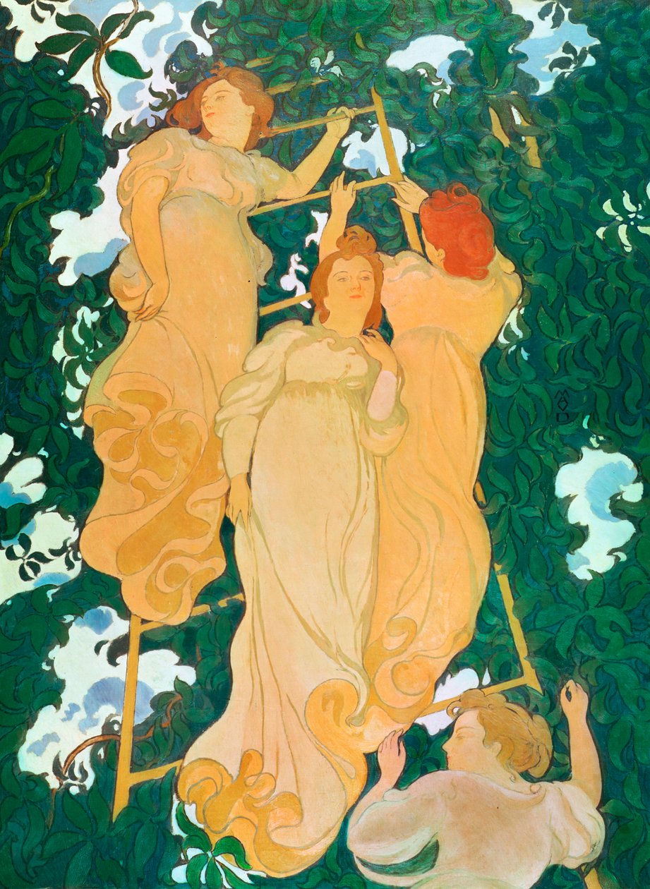 Drabina w liściach, 1892 autorstwa Maurice Denis