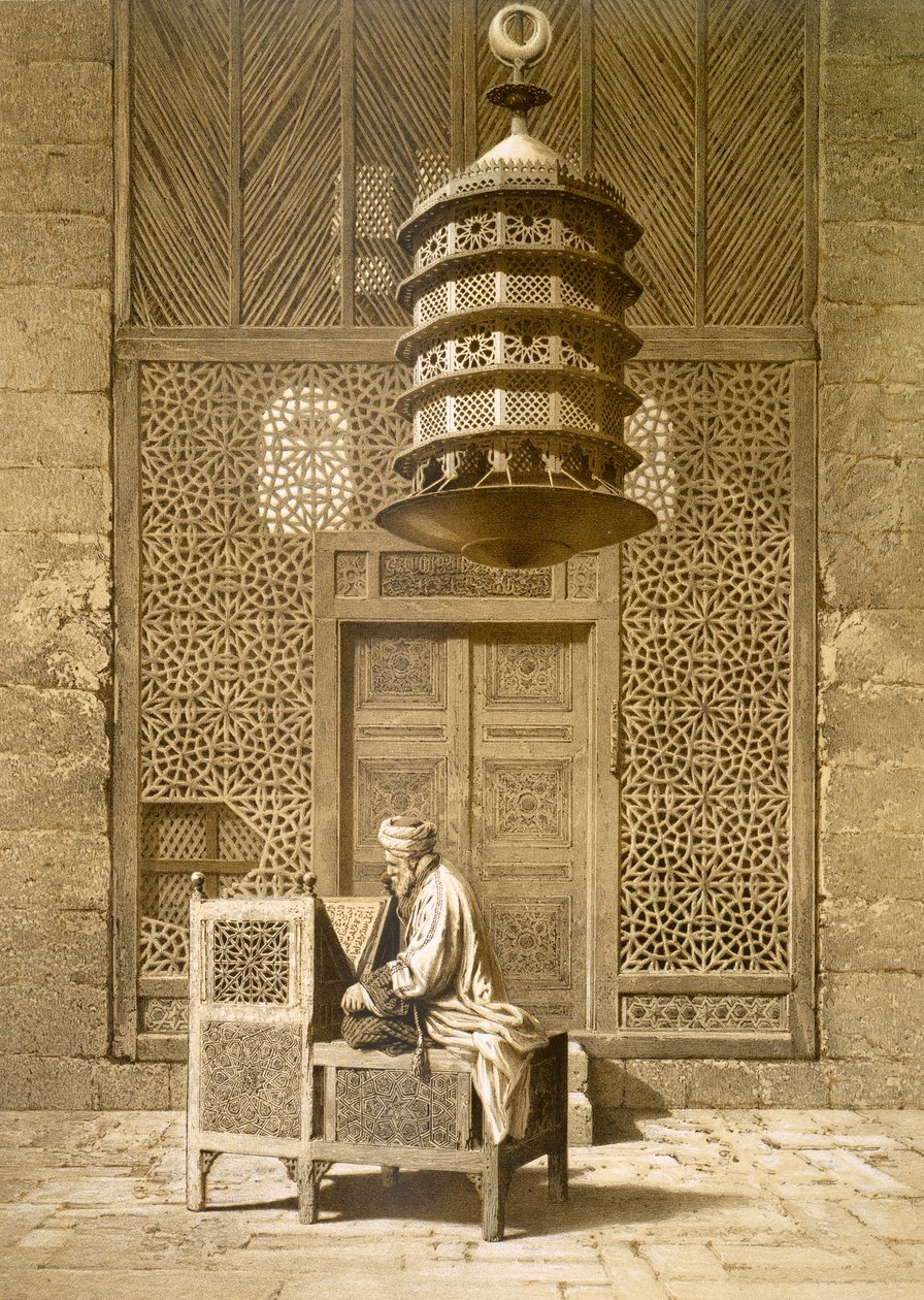 Imam czytający Koran w Meczecie Sułtana, Maroko, 1817 r. autorstwa Maurice Keating