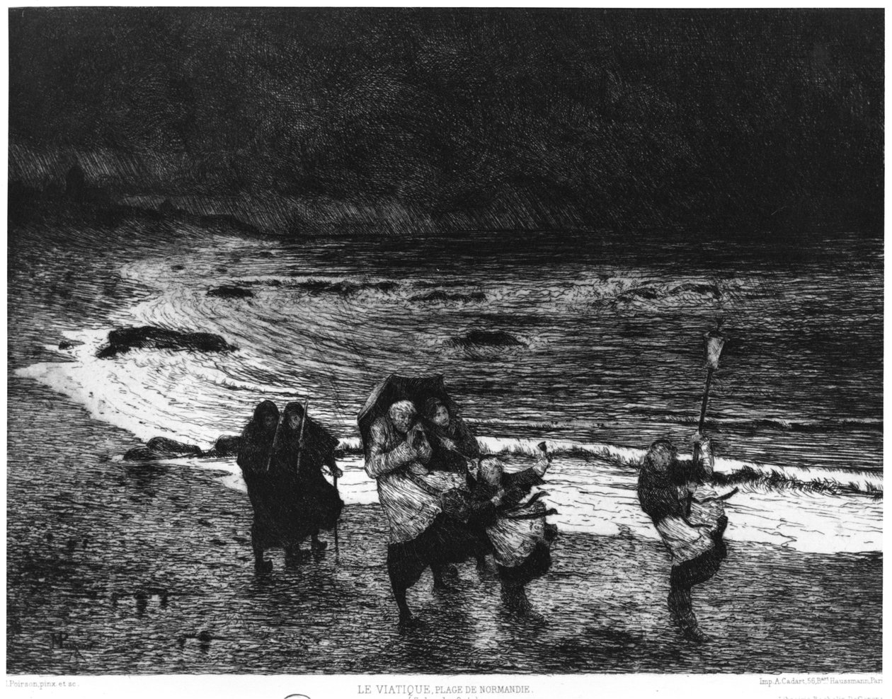 Wiatyku na plaży w Normandii, 1874 r. autorstwa Maurice Poirson