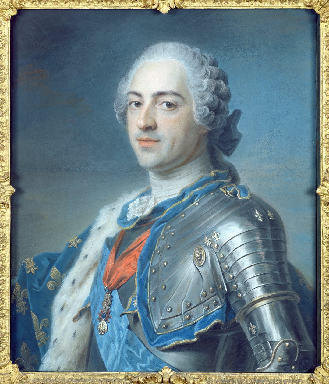 Portret króla Ludwika XV (1710-74) 1748 (pastel) autorstwa Maurice Quentin de La Tour