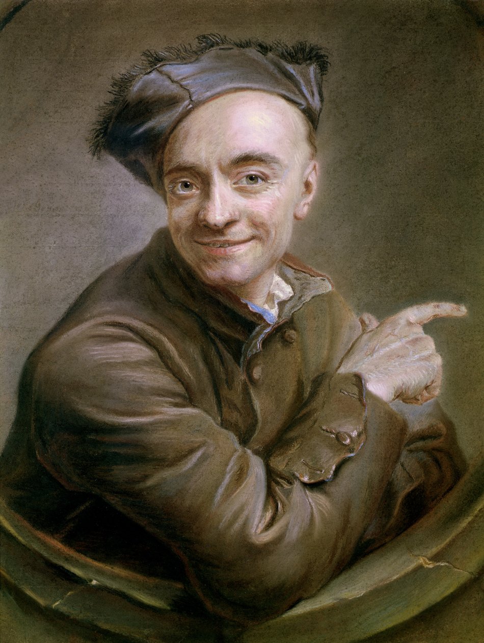 Autoportret z bykiem, 1737 (pastel) autorstwa Maurice Quentin de La Tour