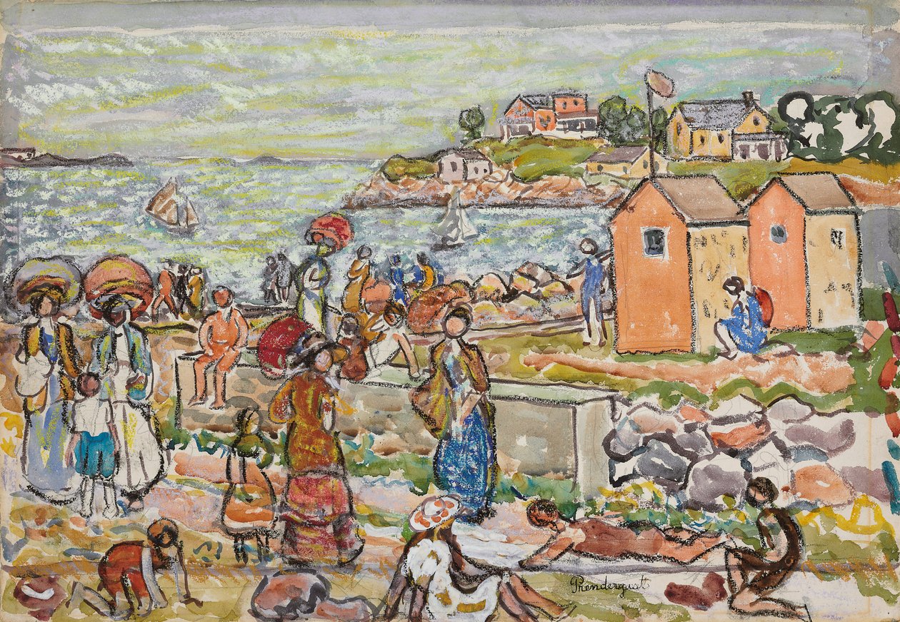 Kąpiących się i spacerowiczów, ok. 1919 autorstwa Maurice Brazil Prendergast