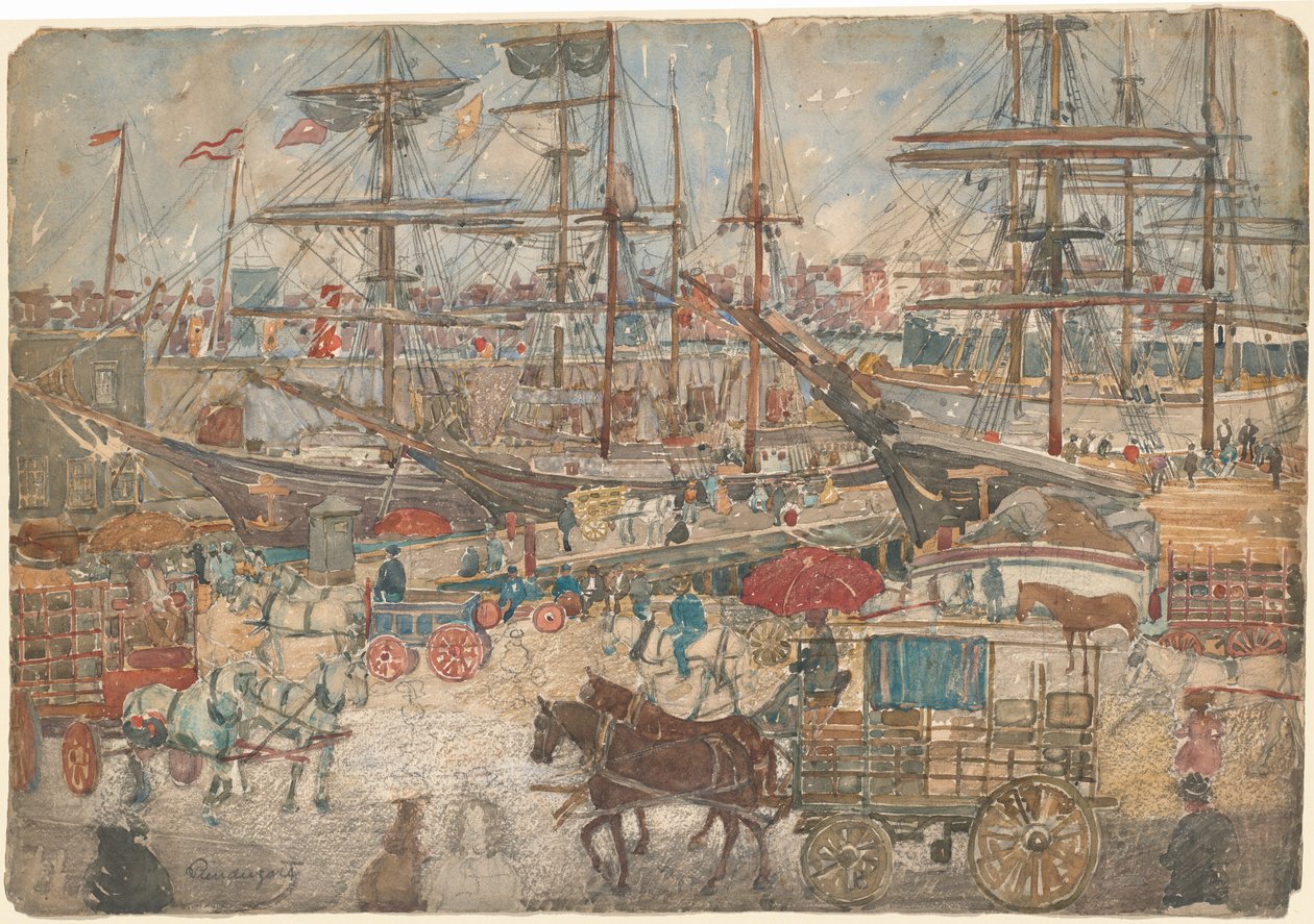 Doki, wschodni Boston, 19001904. autorstwa Maurice Brazil Prendergast