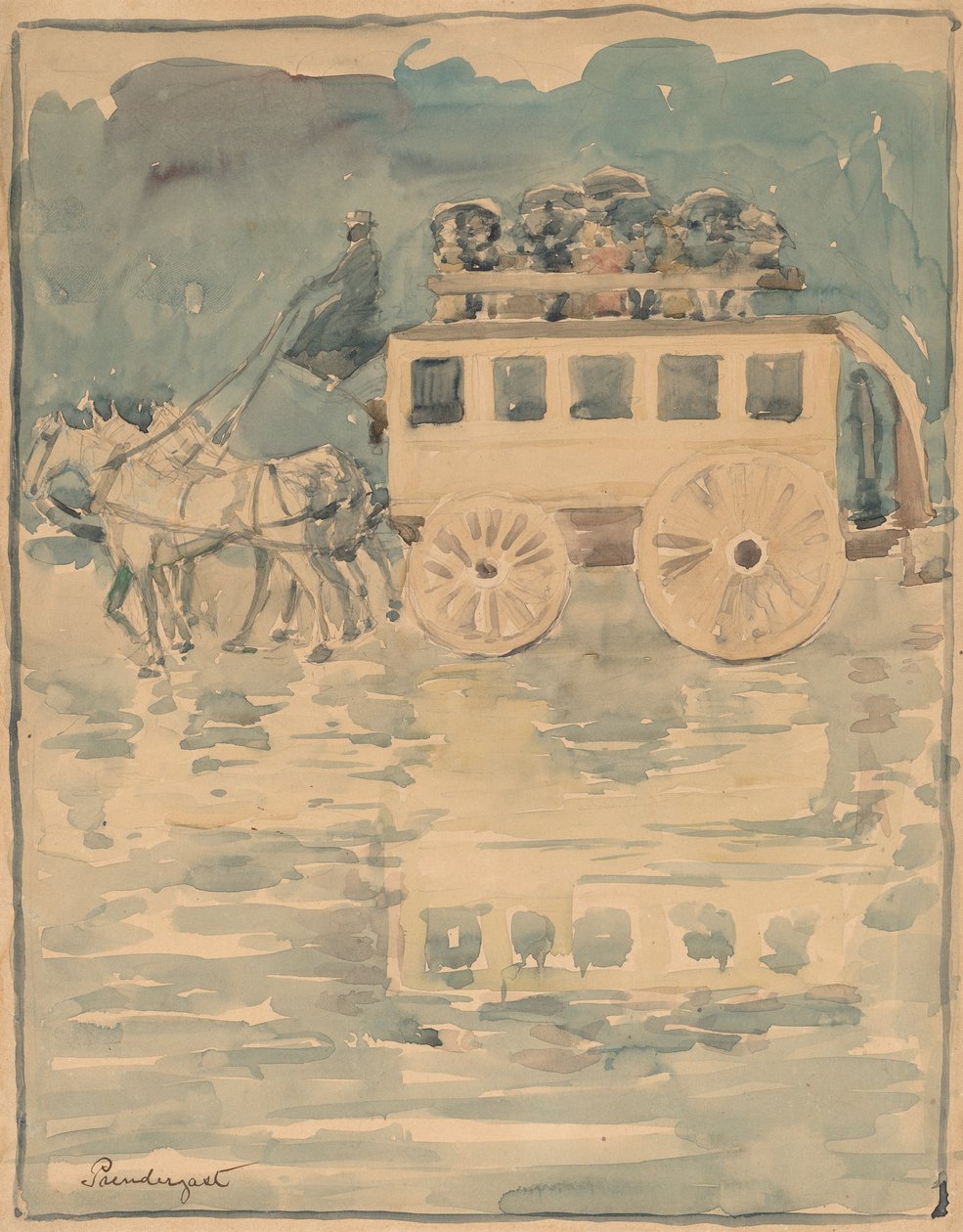 Omnibus paryski, 18931894. autorstwa Maurice Brazil Prendergast