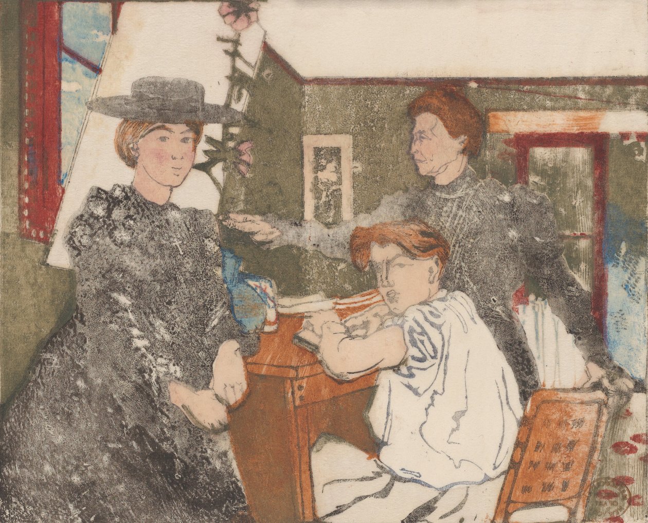 Rodzina grawera, 1898. autorstwa Maurice Delcourt