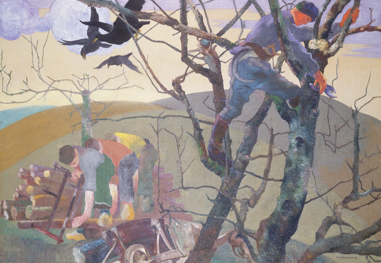 The Wood Gatherers (olej na płótnie) autorstwa Maurice Langaskens