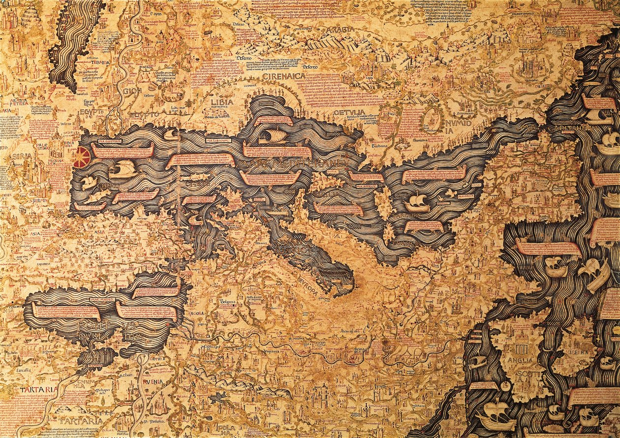 Mapa Morza Śródziemnego autorstwa Mauro Fra