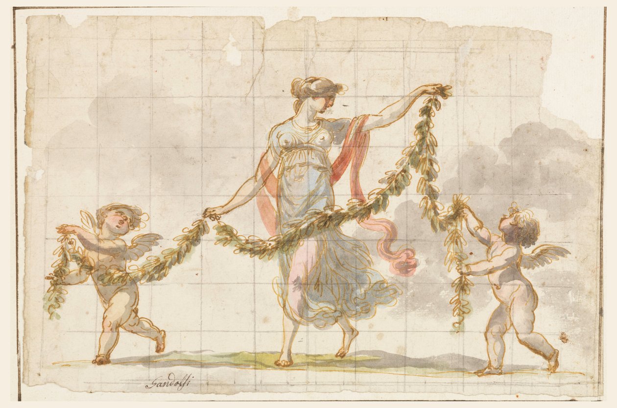 Rysunek, malowidło ścienne, ok. 1820 r. autorstwa Mauro Gandolfi