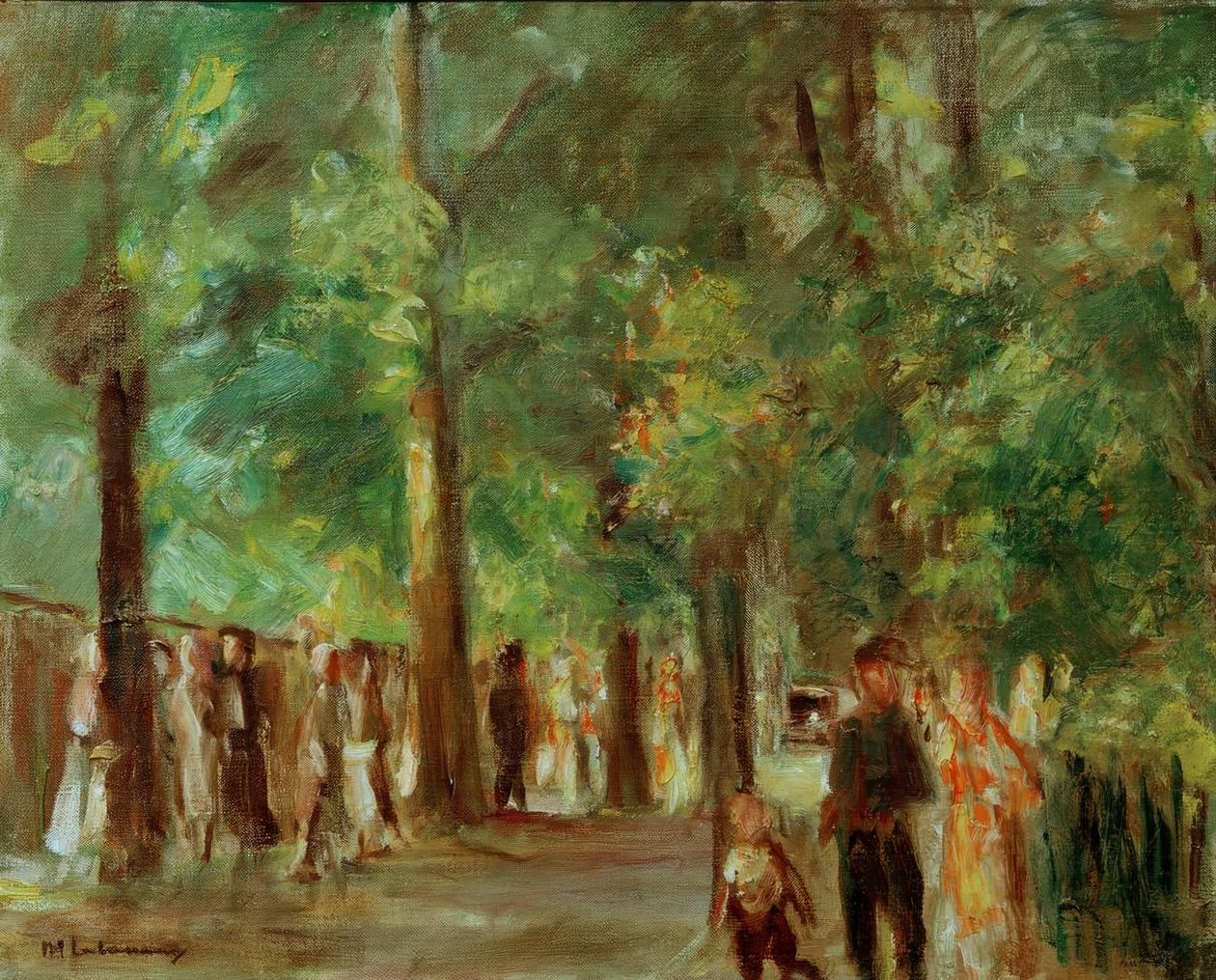 Duża droga nad jeziorem w Wannsee z spacerowiczami autorstwa Max Liebermann