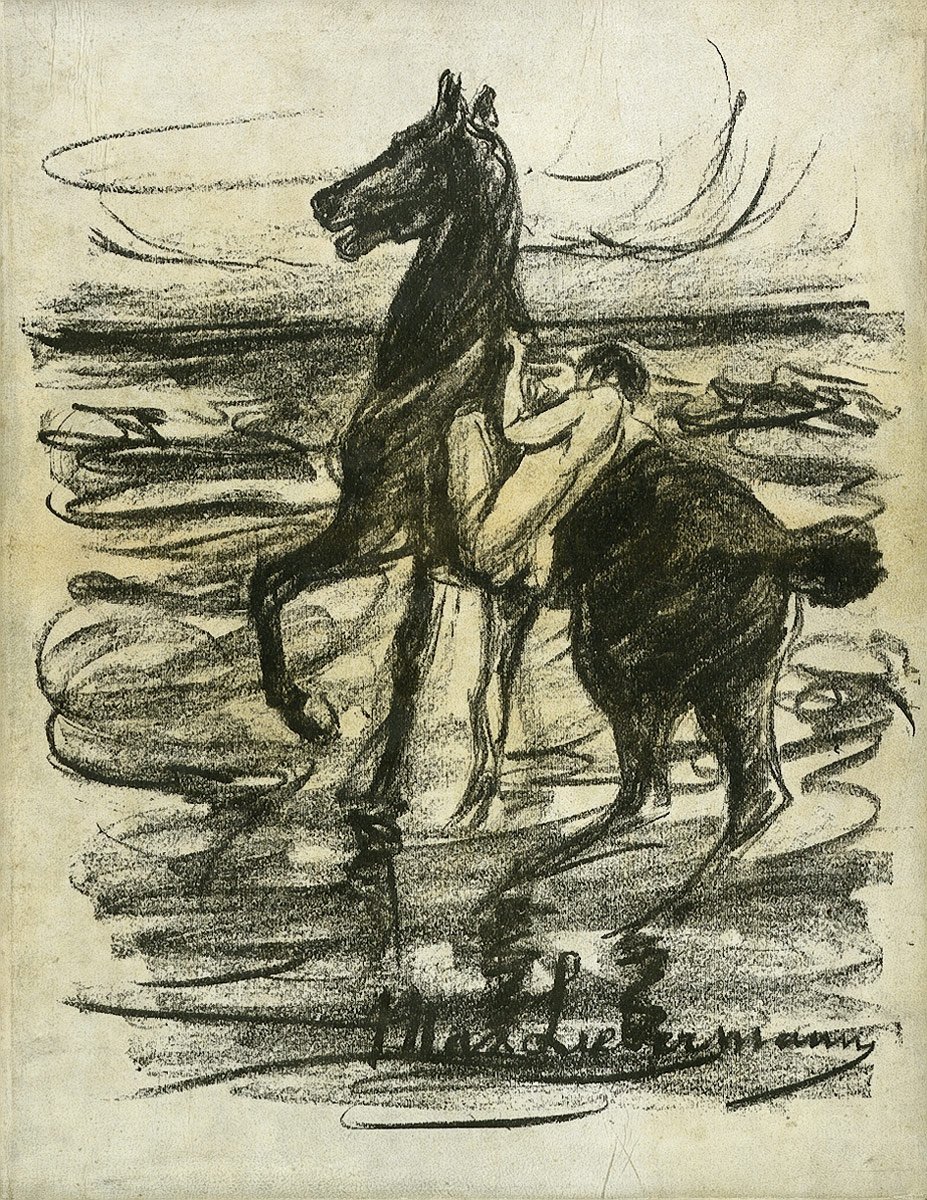 Nagi jeździec na plaży autorstwa Max Liebermann