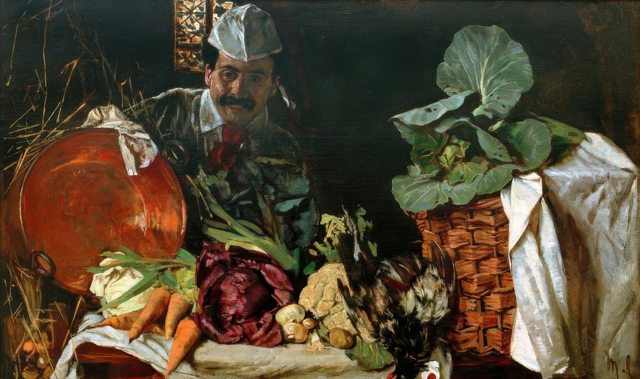 Autoportret z martwą naturą w kuchni autorstwa Max Liebermann