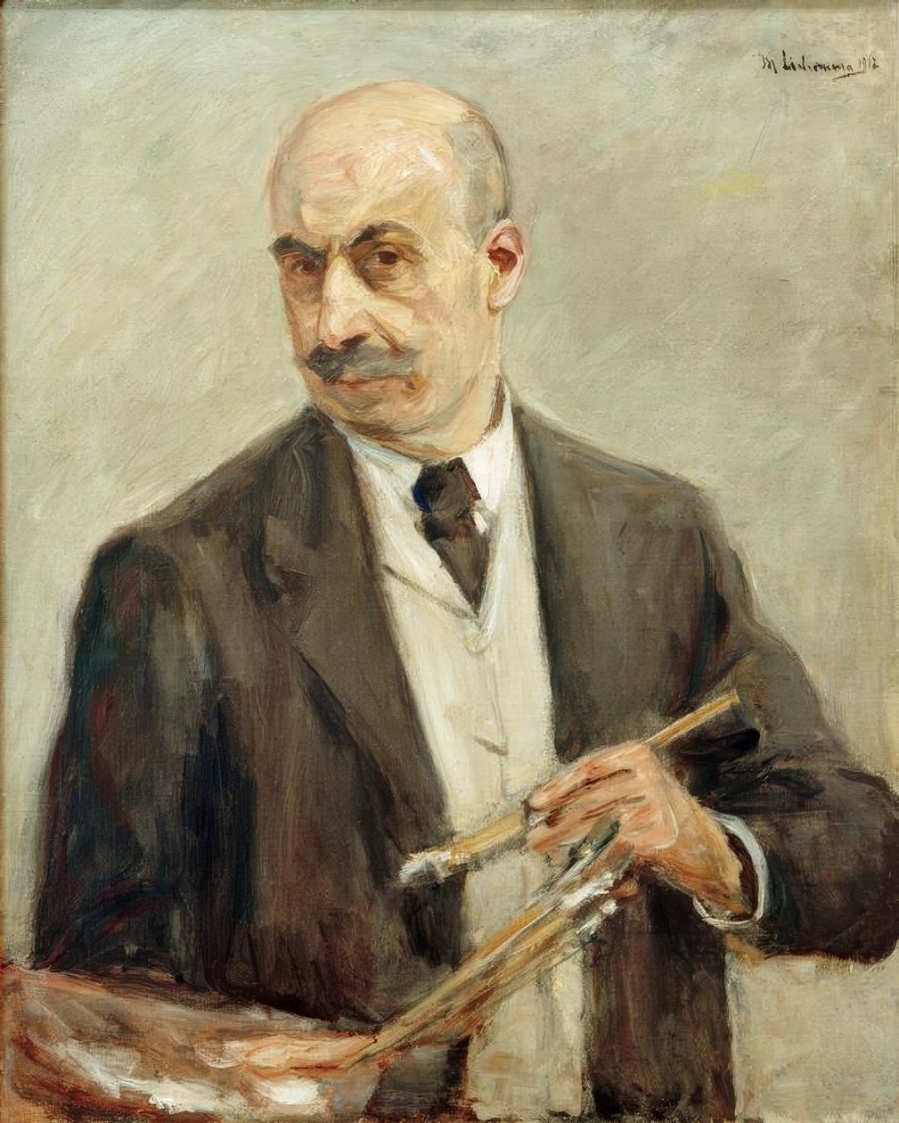 Autoportret z paletą po lewej autorstwa Max Liebermann