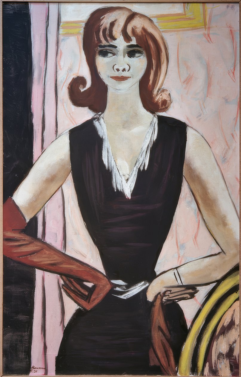 Portret Quappi na różu i fiolecie autorstwa Max Beckmann