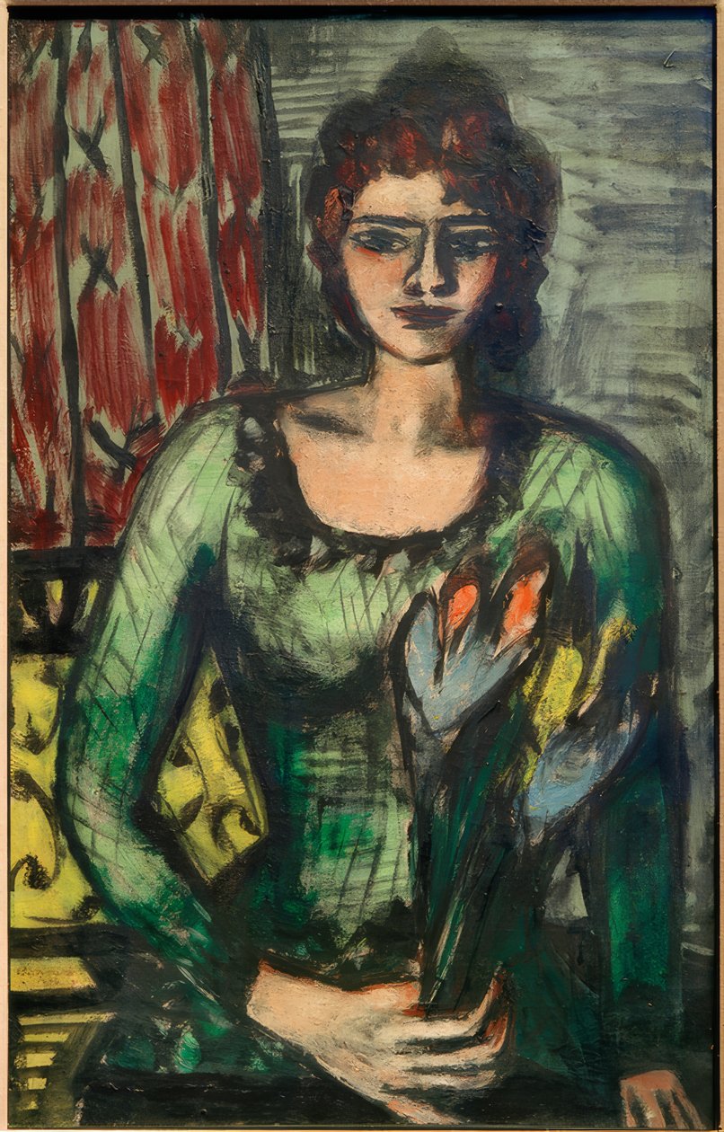Portret Quappi w zielonym swetrze autorstwa Max Beckmann