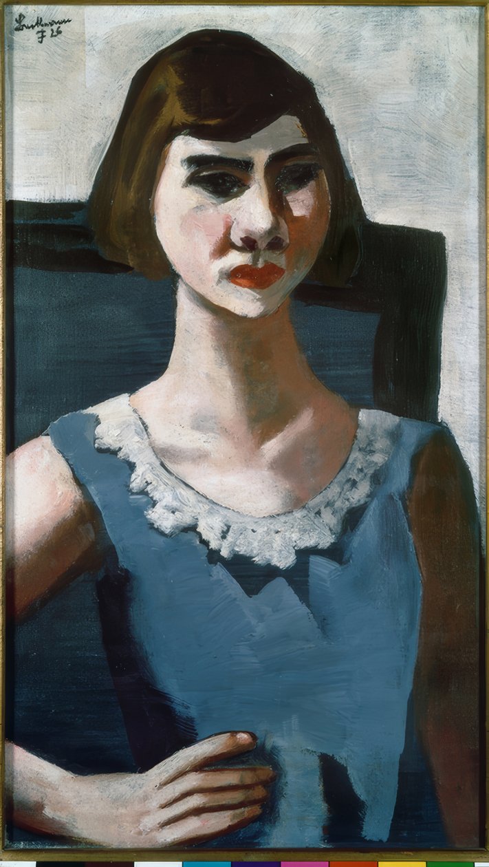 Portret Quappi w kolorze niebieskim autorstwa Max Beckmann