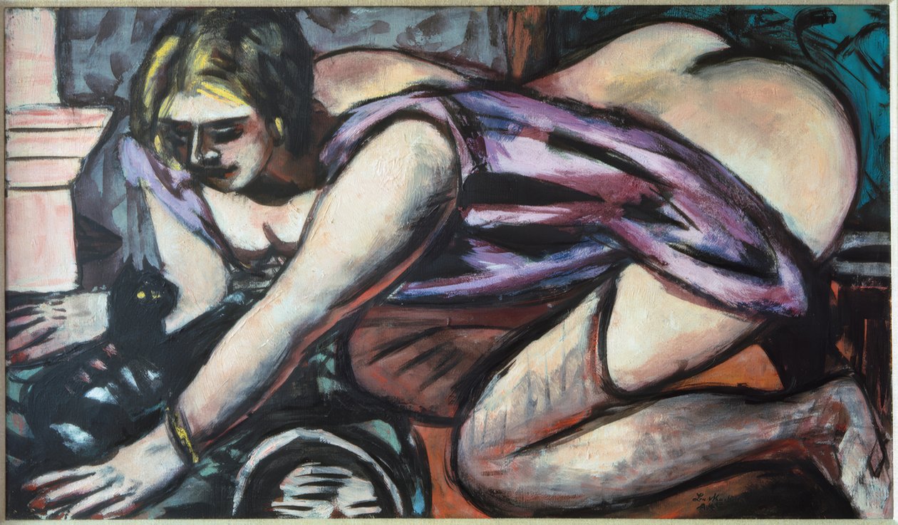 Półnaga z kotem autorstwa Max Beckmann