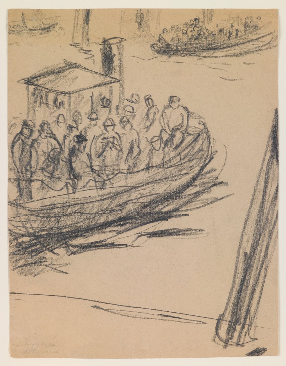 Longboat z Longshoremen autorstwa Max Beckmann