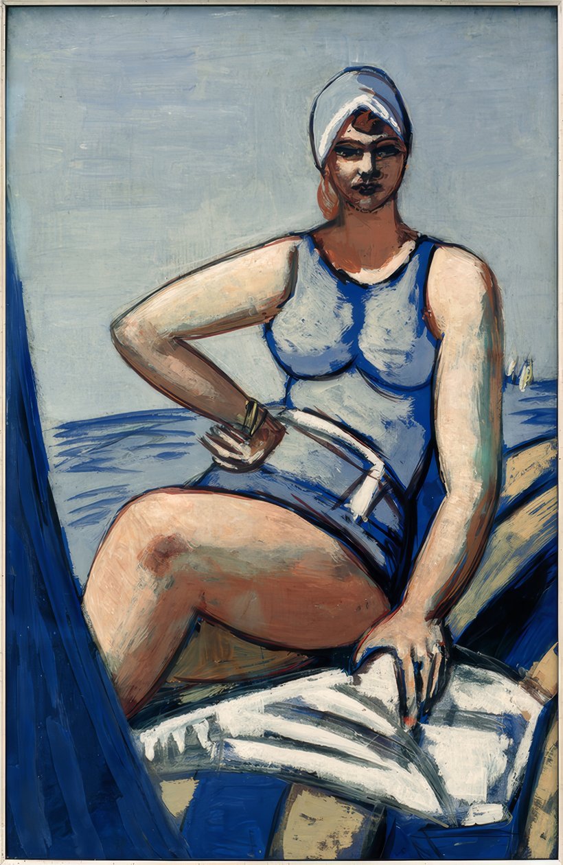 Quappi w niebieskim w łodzi autorstwa Max Beckmann