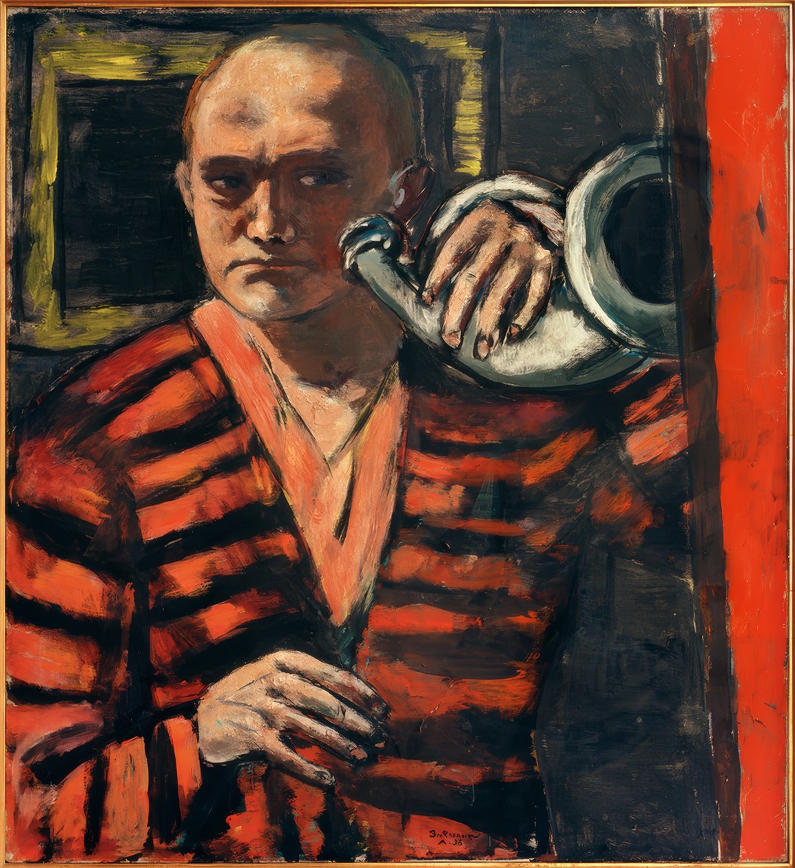 Autoportret z rogiem autorstwa Max Beckmann