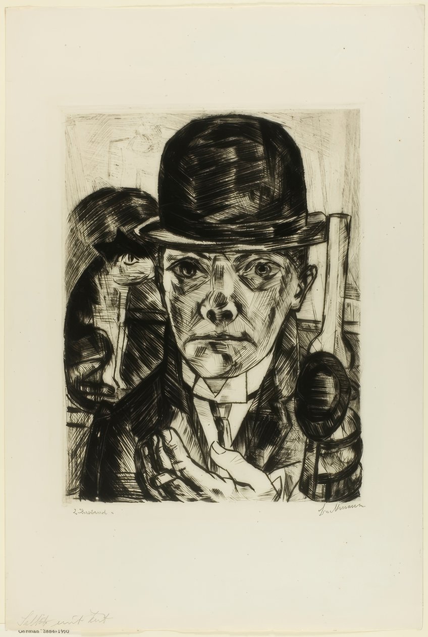 Autoportret w meloniku autorstwa Max Beckmann