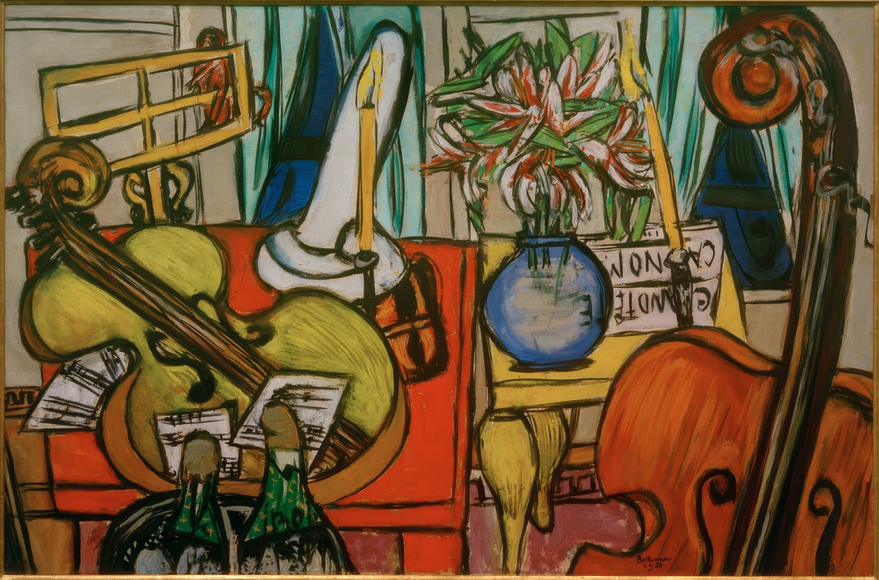 Martwa natura z wiolonczelą i basem na skrzypcach autorstwa Max Beckmann