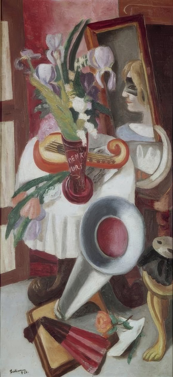 Martwa natura z gramofonem i irysami autorstwa Max Beckmann