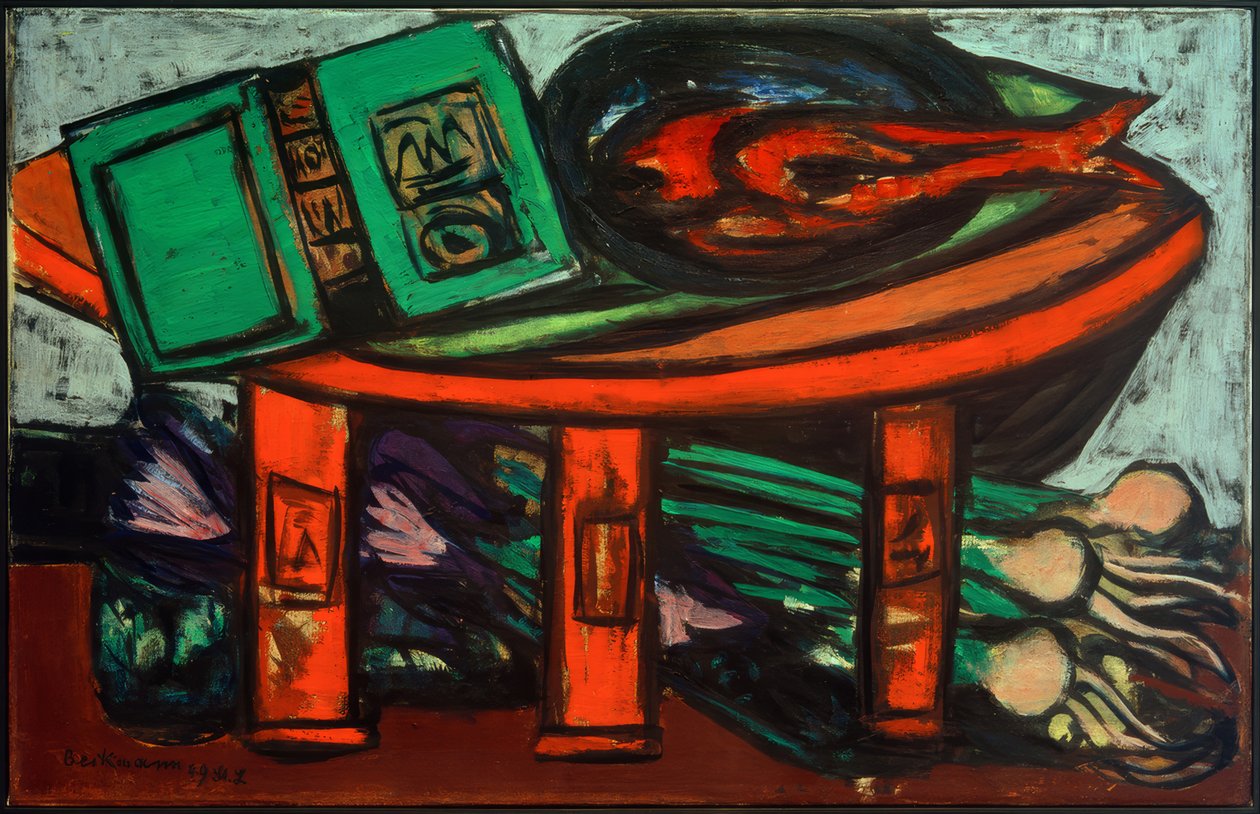 Martwa natura z zieloną książką i rzodkiewkami autorstwa Max Beckmann