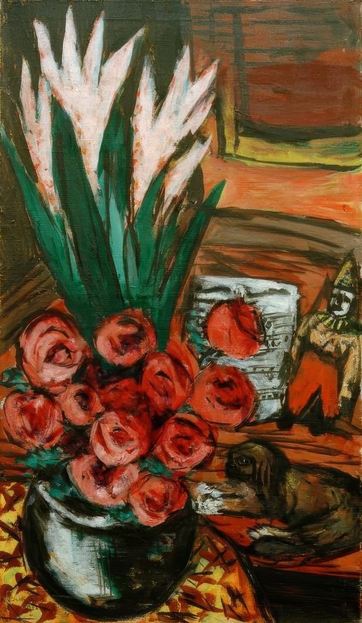 Martwa natura z czerwonymi różami i butchy autorstwa Max Beckmann