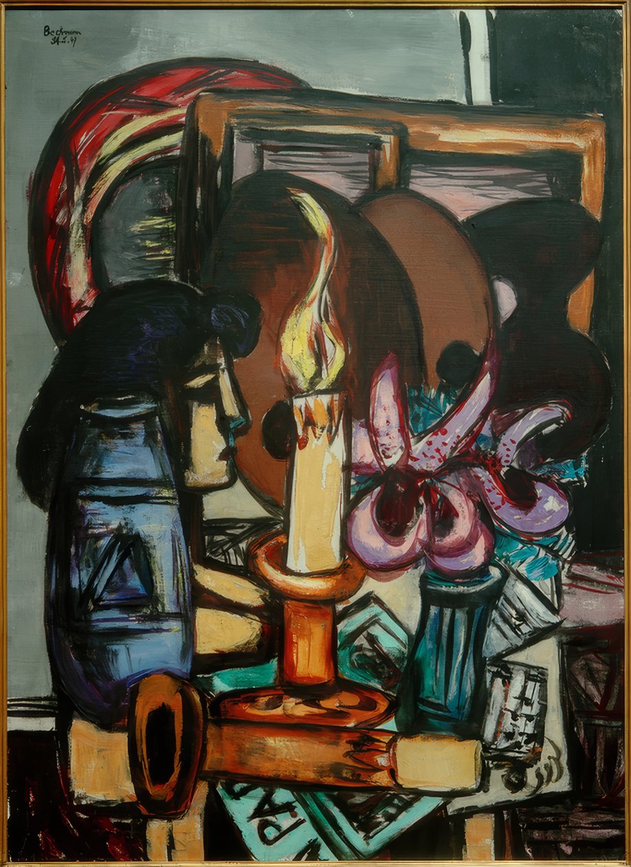 Martwa natura z dwiema dużymi świecami autorstwa Max Beckmann